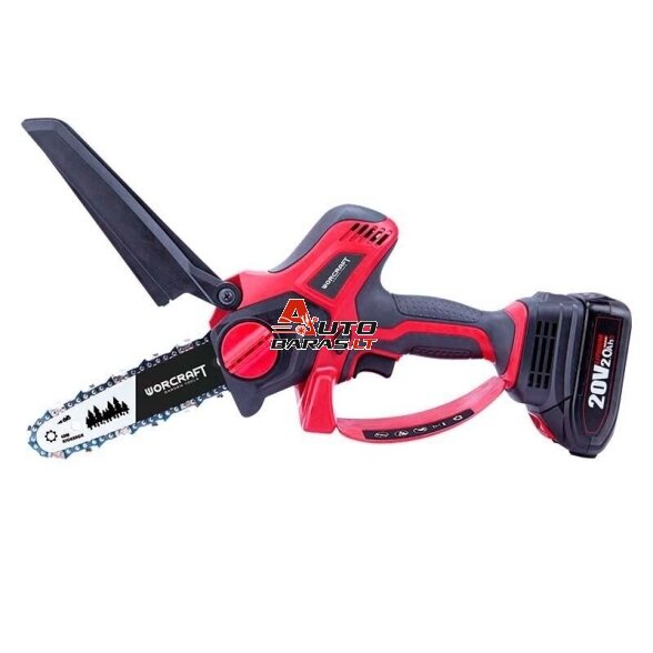 Akumuliatorinis grandininis mini pjūklas WORCRAFT 20V LI-ION (Be akumuliatoriaus ir kroviklio) 4