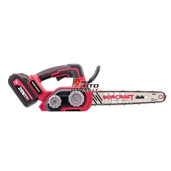 Akumuliatorinis grandininis pjūklas WORCRAFT 20V LI-ION (Be akumuliatoriaus ir kroviklio) 9