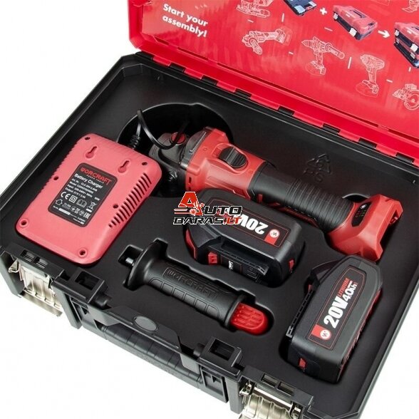 WORCRAFT Akumuliatorinis šlifuoklis kampinis 125mm 20V LI-ION (XCUBE dėžė) 1