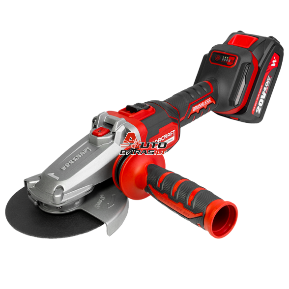 Akumuliatorinis šlifuoklis kampinis (plokščia galva) WORCRAFT 125mm 20V LI-ION (Be akumuliatoriaus ir kroviklio) 2