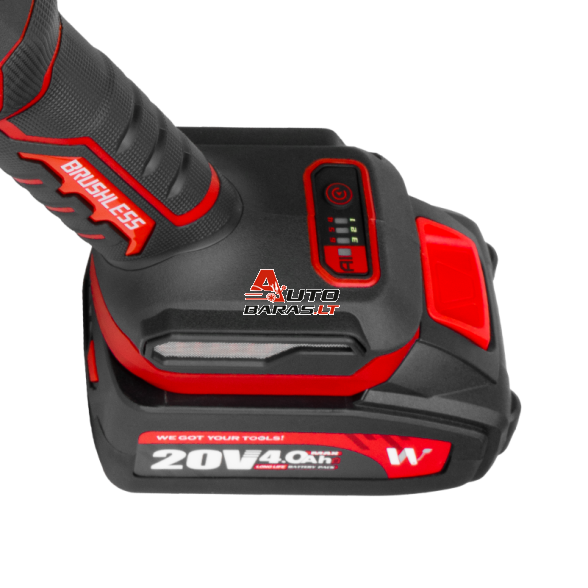 Akumuliatorinis šlifuoklis kampinis (plokščia galva) WORCRAFT 125mm 20V LI-ION (Be akumuliatoriaus ir kroviklio) 6