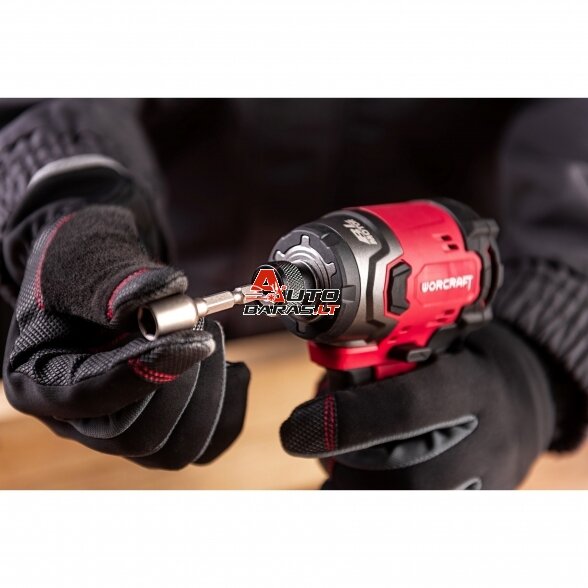 WORCRAFT Akumuliatorinis smūginis suktuvas 1/4'' HEX 20V LI-ION (plastikinė dėžė) 14