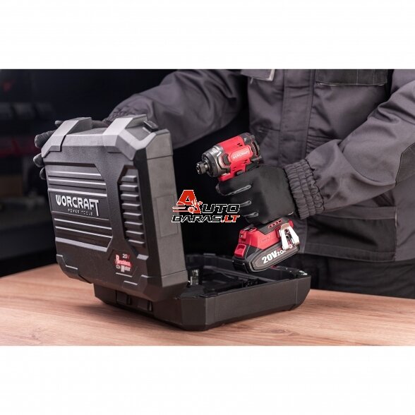 WORCRAFT Akumuliatorinis smūginis suktuvas 1/4'' HEX 20V LI-ION (plastikinė dėžė) 6