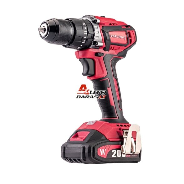 WORCRAFT Akumuliatorinis suktuvas-gręžtuvas 20V LI-ION, 2x2.0Ah (pl.dėž) CHD-S20LiB