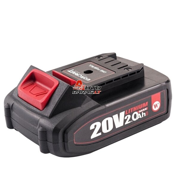 Akumuliatorinis suktuvas-gręžtuvas su kalimu WORCRAFT 20V LI-ION ir priedais 78vnt., 2x2.0Ah 14