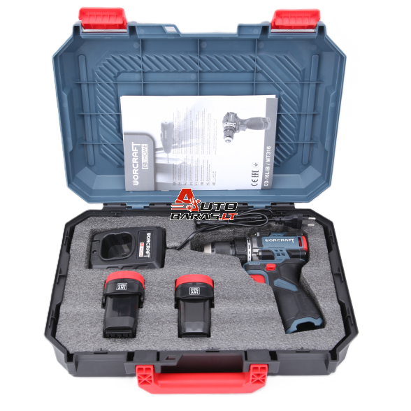 Akumuliatorinis suktuvas-gręžtuvas WORCRAFT su priedais 16.8V LI-ION (pl.dėž.) 5