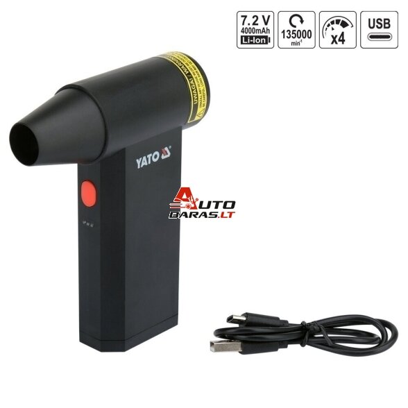 YATO Akumuliatorinis turbo pūstuvas mini 135000 RPM 7.2V LI-ION 8