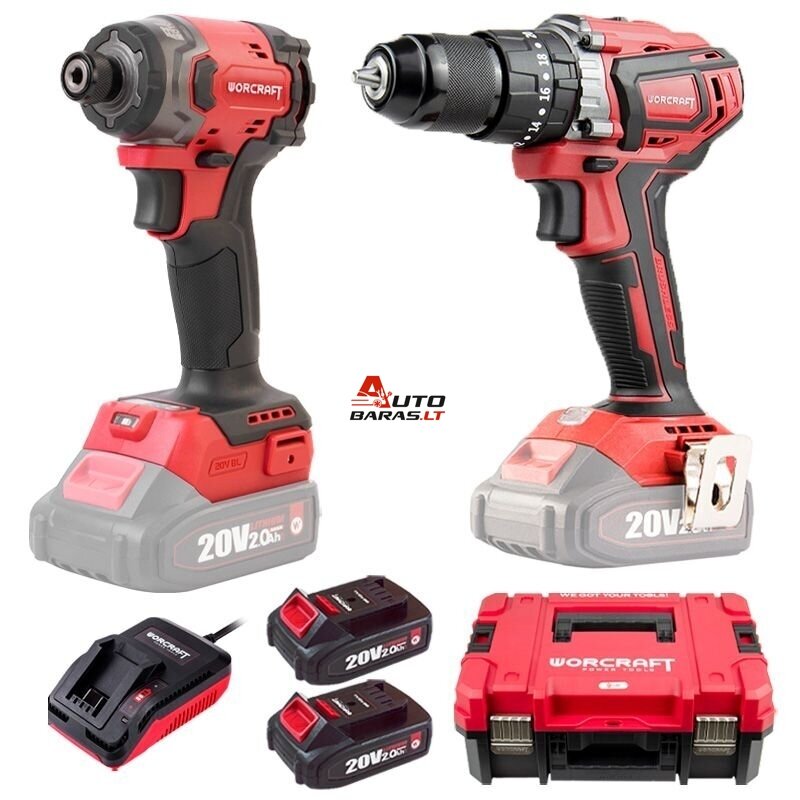WORCRAFT Akumuliatorinio suktuvo-gręžtuvo ir smūginio suktuvo rinkinys 20V LI-ION (XCUBE dėžė) 1