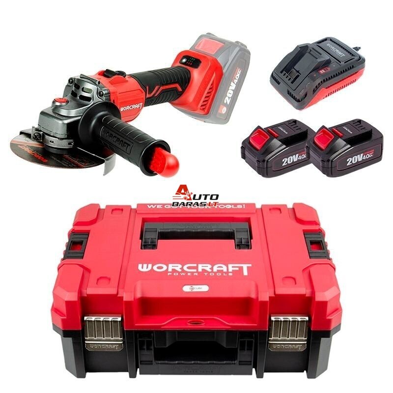 WORCRAFT Akumuliatorinis šlifuoklis kampinis 125mm 20V LI-ION (XCUBE dėžė) 2