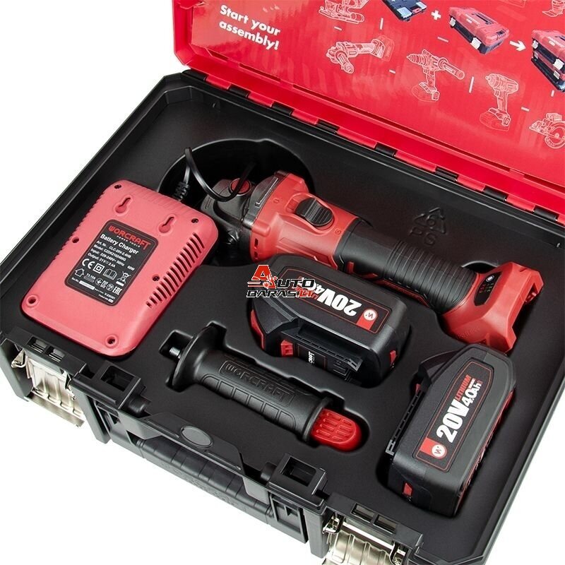 WORCRAFT Akumuliatorinis šlifuoklis kampinis 125mm 20V LI-ION (XCUBE dėžė) 1