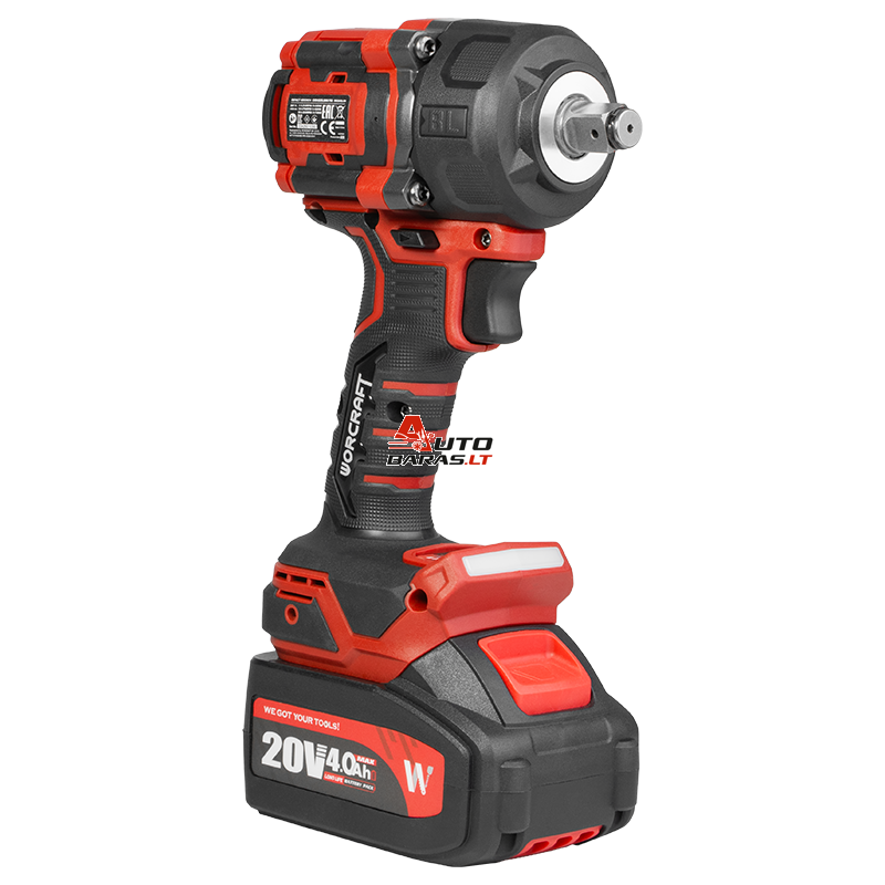 Akumuliatorinis smūginis veržliasukis 1/2'' 750Nm WORCRAFT 20V LI-ION (plastikinė dėžė) 2
