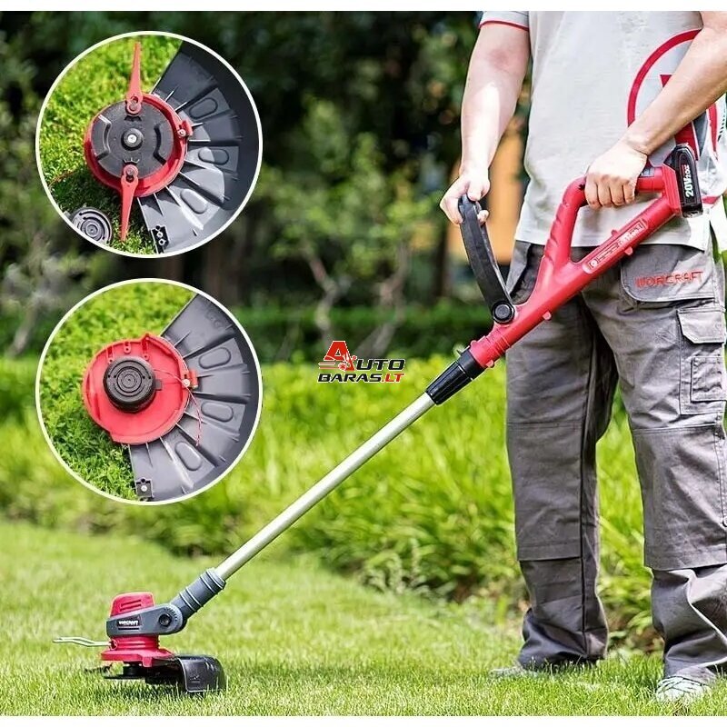 WORCRAFT Akumuliatorinis trimeris su priedais 20V LI-ION 4.0ah 7