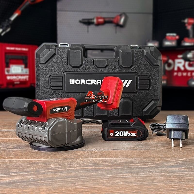 WORCRAFT Akumuliatorinis vibracinis įrankis plytelėms su plastikine dėže 20V 2.0Ah 10
