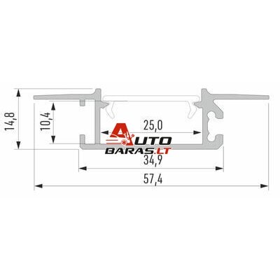 Aliuminis įleidžiamas profilis Zati Lumines LED juostoms (priglaistomas, pilkas, 2m) 1