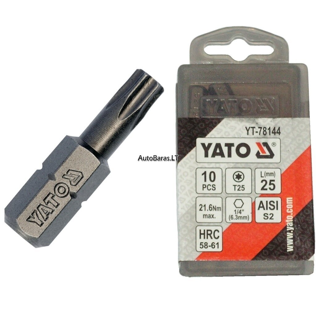 Antgalis TORX 1/4" (6.3mm) T25 x25mmL (10vnt) 1