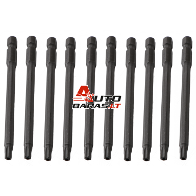 Antgalis smūginis TORX su kiauryme 1/4" (6.3mm), 10vnt. Antgalis smūginis TORX su kiauryme 1/4" (6.3mm), 10vnt.