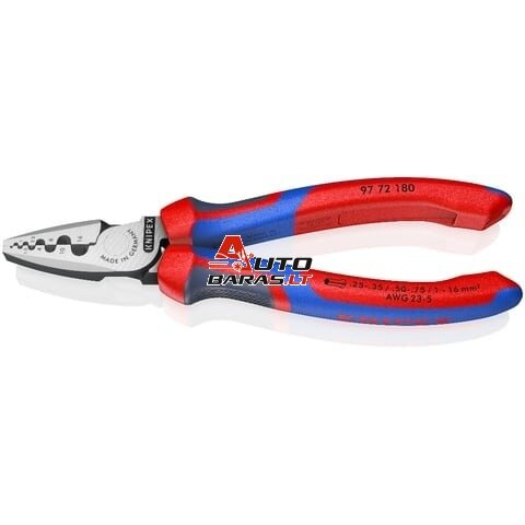 Antgalių užspaudimo replės Knipex 97 72 180 (0,25–16mm²)