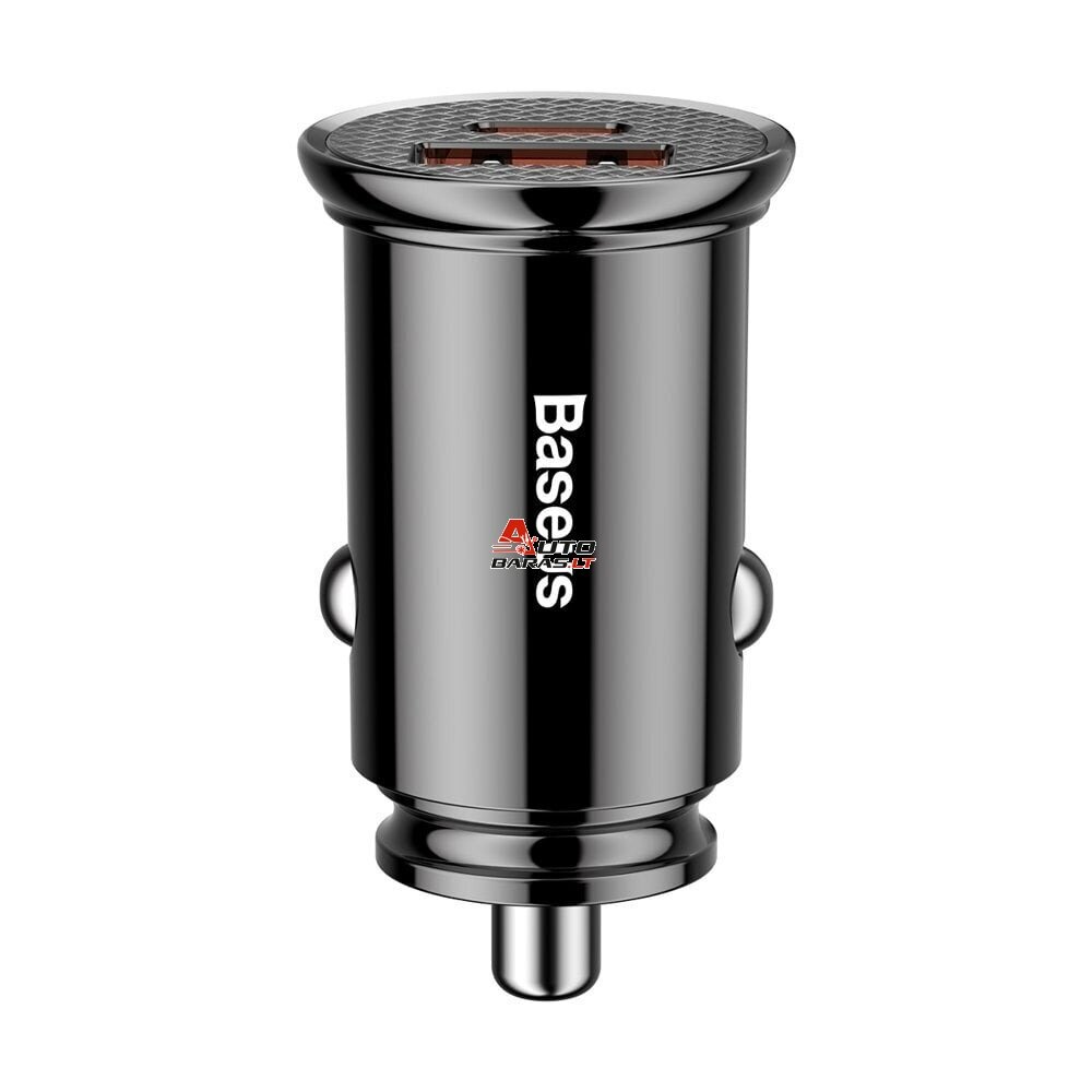 Automobilinis įkroviklis BASEUS CCALL-YS01 (Juodas, 30W, 12-24V, USB + USB-C, QC4.0+, SCP)