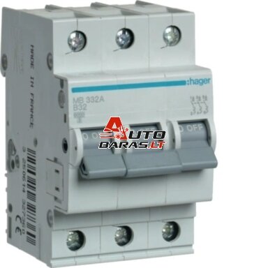 Automatinis jungiklis Hager MB332A (3P, 32A, B, 6kA)