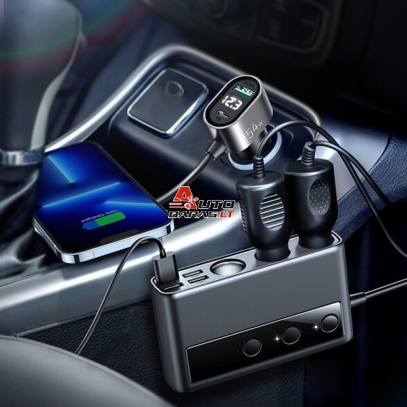 Automobilinis įkroviklis Joyroom 9in1 154W 3x12V, PD USB Type-C, QC3.0 USB-A, 4xUSB-A JR-CL06 2