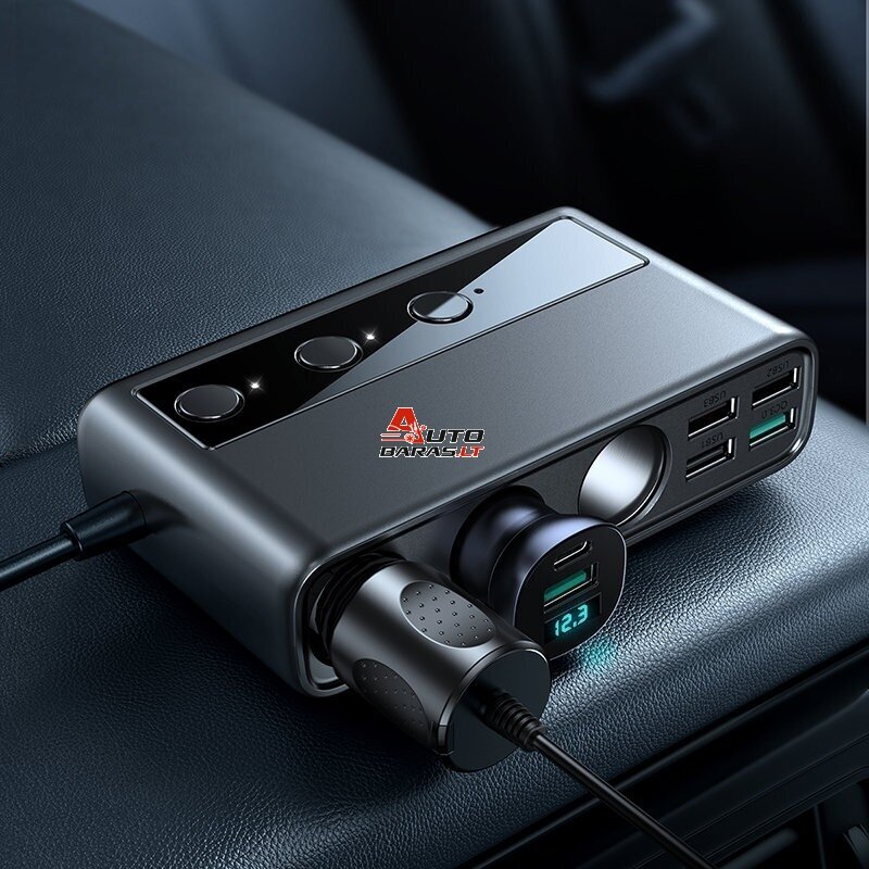 Automobilinis įkroviklis Joyroom 9in1 154W 3x12V, PD USB Type-C, QC3.0 USB-A, 4xUSB-A JR-CL06 3