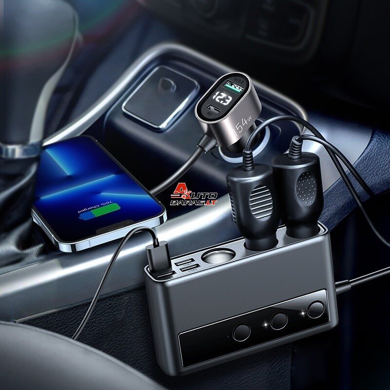 Automobilinis įkroviklis Joyroom 9in1 154W 3x12V, PD USB Type-C, QC3.0 USB-A, 4xUSB-A JR-CL06 2