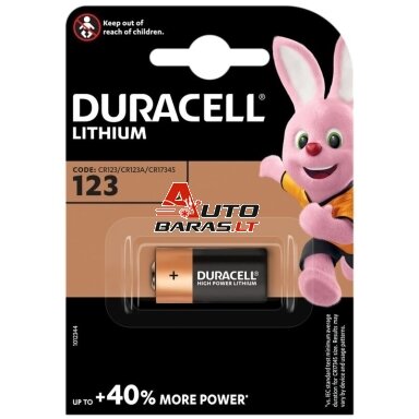 Baterija Duracell Lithium CR123 (1 vnt.) Baterija Duracell Lithium CR123 (1 vnt.)
