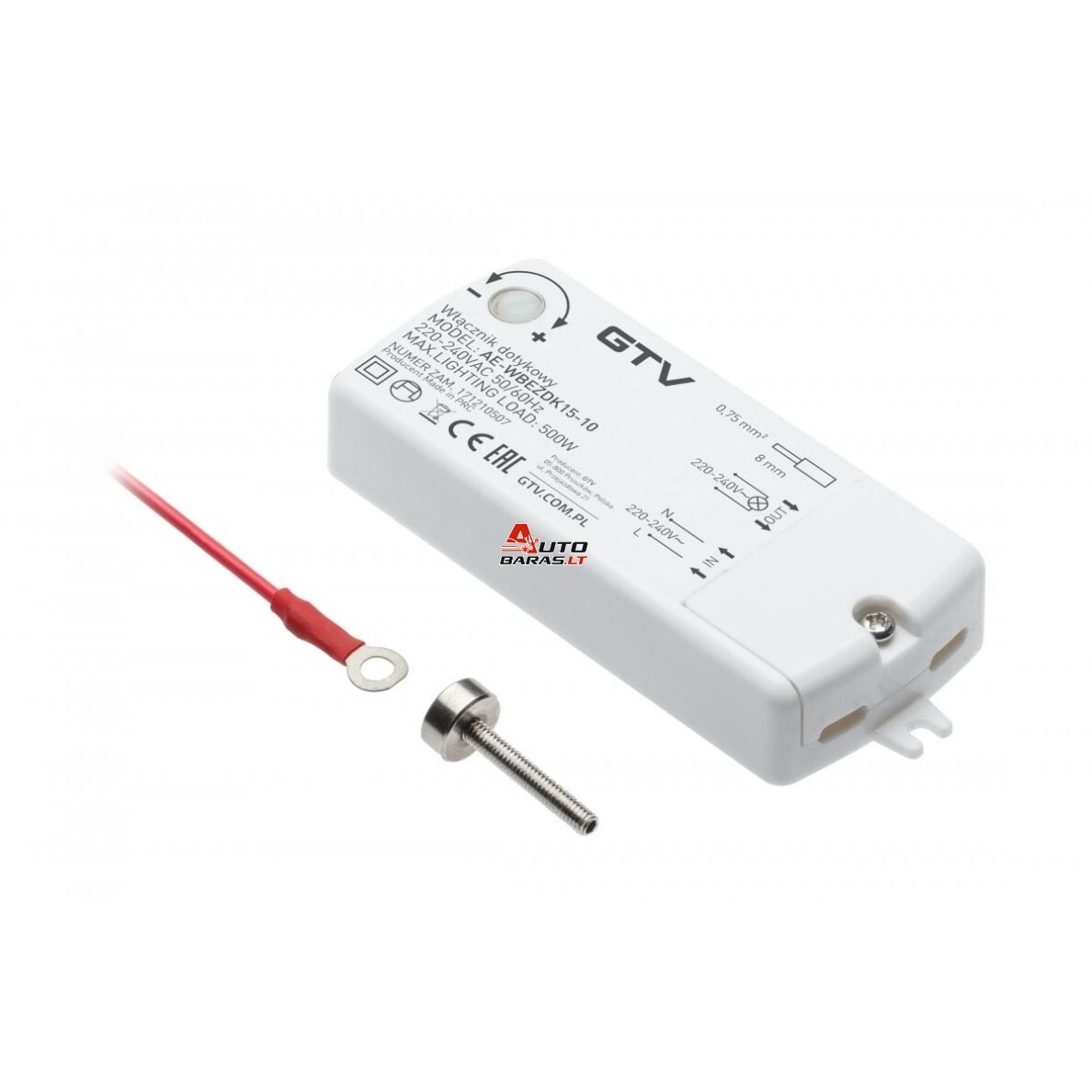 Bekontaktis valdiklis LED juostoms (baltas, 12 V) GTV AE-WBEZDK15-10