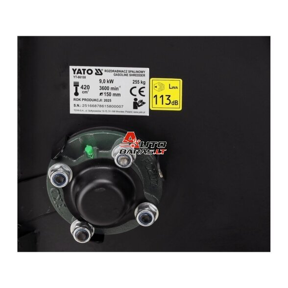 YATO Benzinis šakų smulkintuvas 9kW Ø150mm 14 YATO Benzinis šakų smulkintuvas 9kW Ø150mm 14