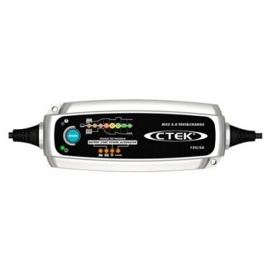 CTEK MXS 5.0 TEST & CHARGE išmanusis automatinis impulsinis pakrovėjas su testavimo funkcija CTEK MXS 5.0 TEST & CHARGE išmanusis automatinis impulsinis pakrovėjas su testavimo funkcija