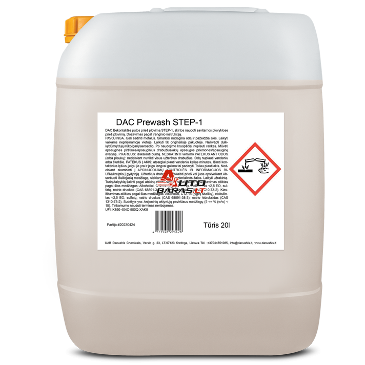DAC Bekontaktės putos prieš plovimą PreWash STEP-1 20l
