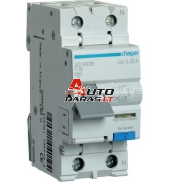Diferencinis automatinis jungiklis Hager AD966B (2P, 16A, AC, 30mA, 230V)