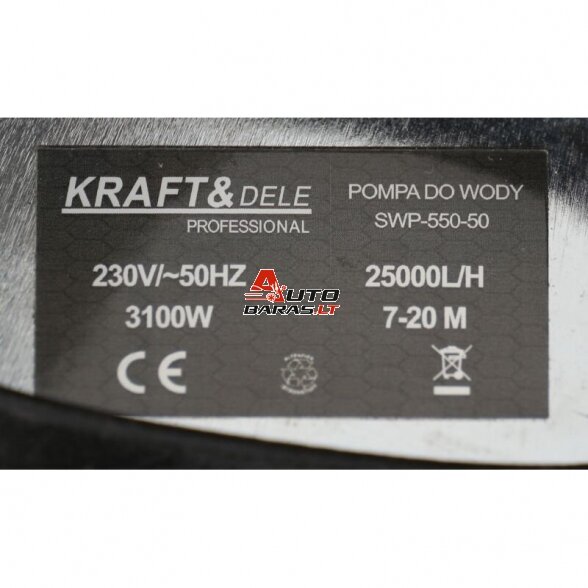 Drenažinis siurblys 3100W 220V/50Hz su smulkintuvu 2