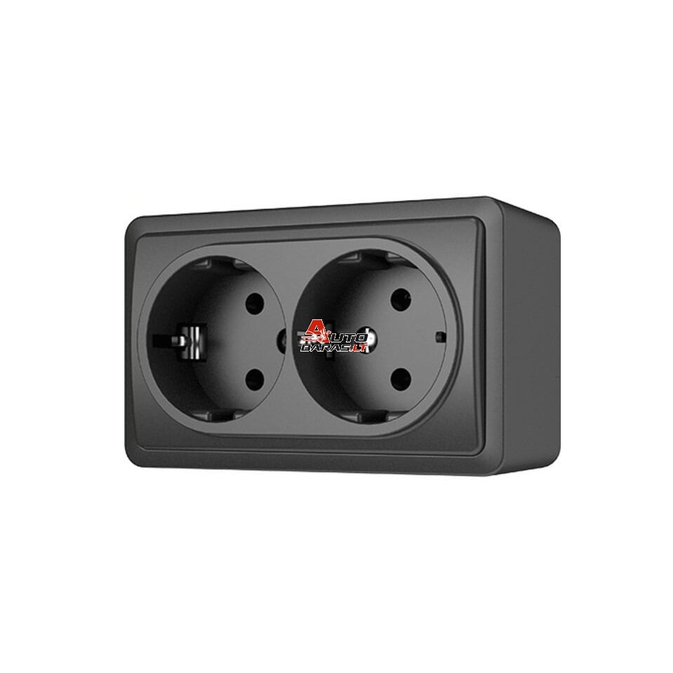 Dvivietė virštinkinė rozetė su įžeminimu Vilma SL+250 RP16-0021 SL+ (juoda)