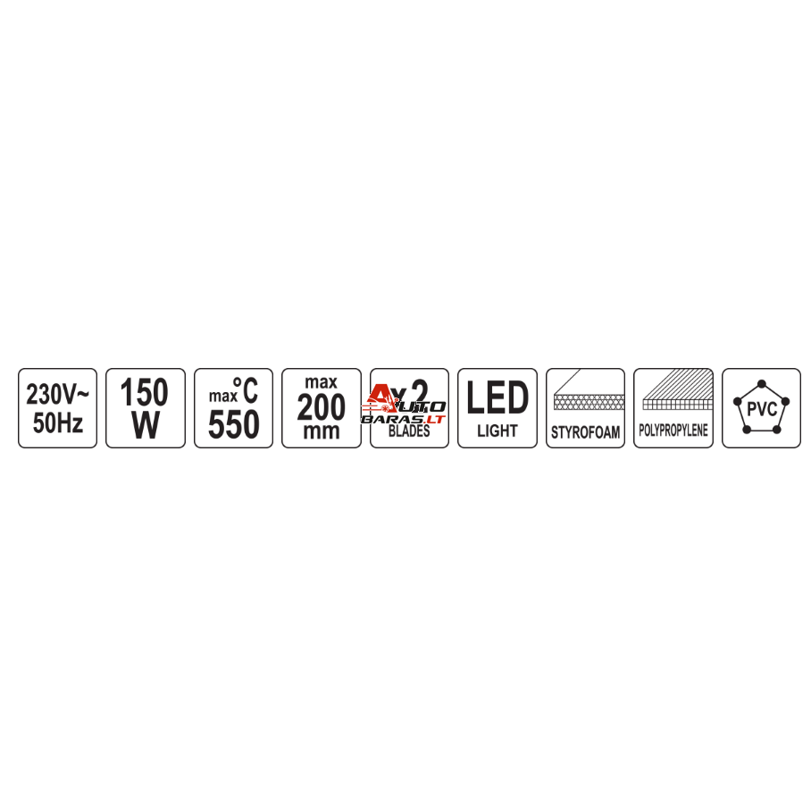 YATO Elektrinis karštas peilis plastikui / putai / vaškui 220W 6