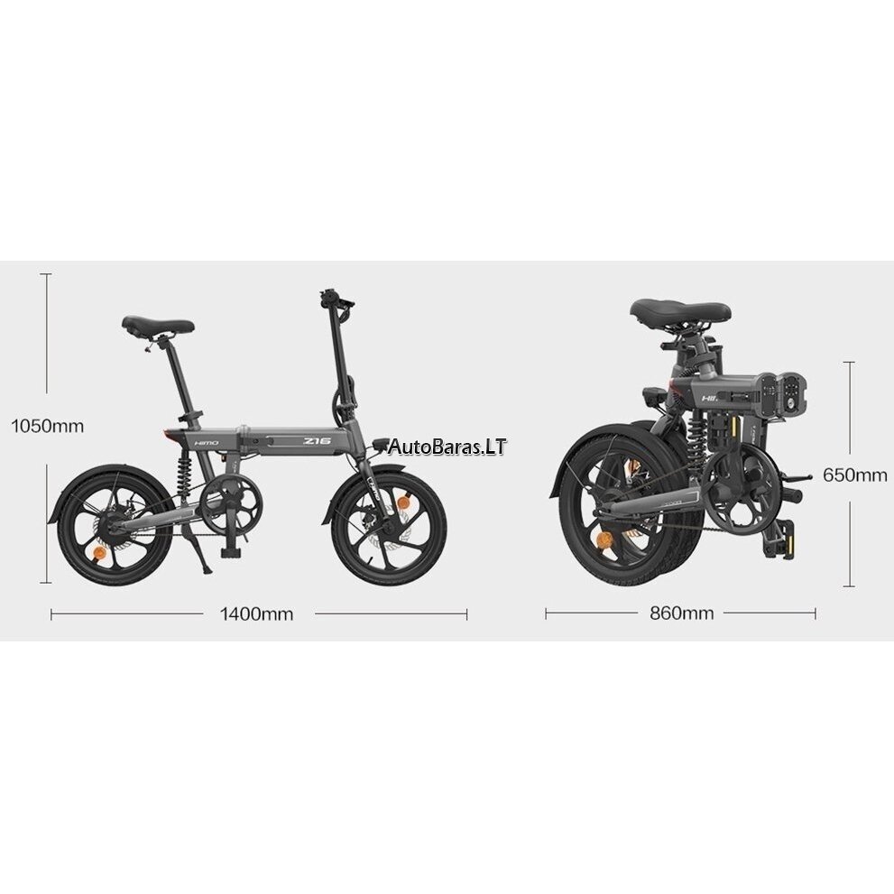 Elektrinis dviratis Xiaomi Himo Z16 16", pilkas 2