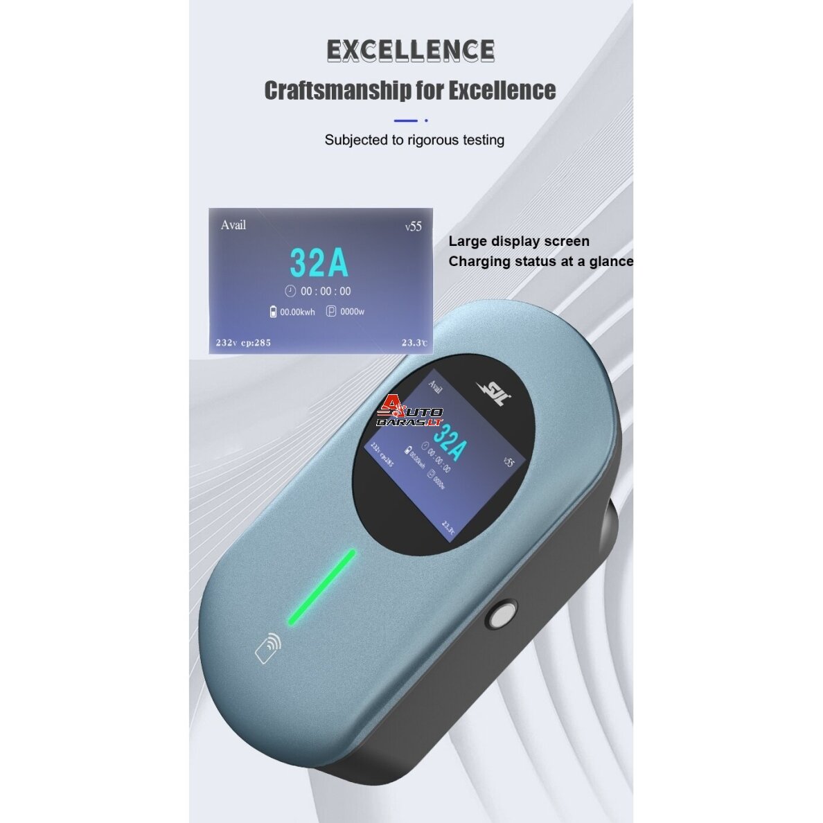 EV įkrovimo stotelė 22kW 32A TYPE2 WiFi BT 4
