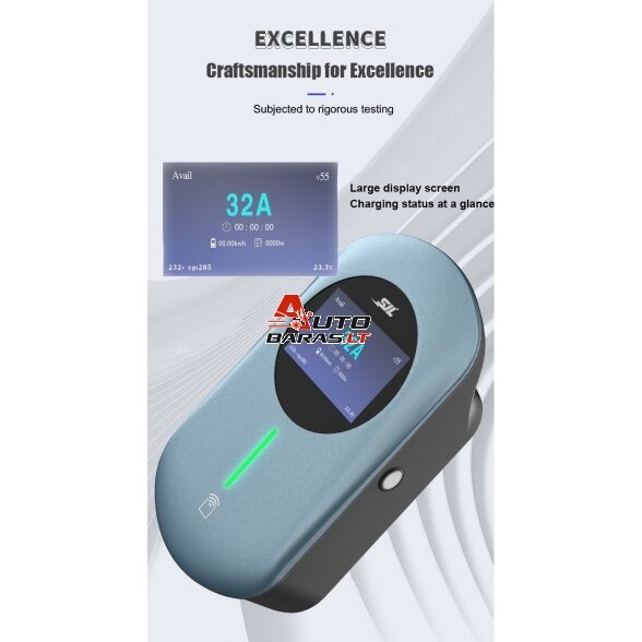 EV įkrovimo stotelė 22kW 32A TYPE2 WiFi BT 4