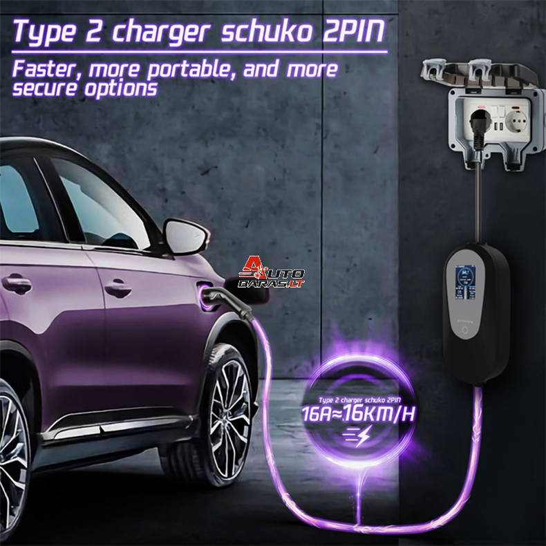 EV Įkroviklis nešiojamas 3.5kW 16A 6