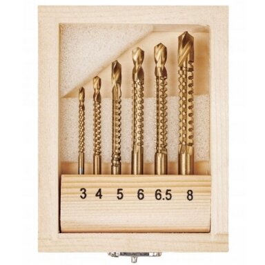 Frezavimo grąžtų medžiui rinkinys (3-8mm)(6vnt) Frezavimo grąžtų medžiui rinkinys (3-8mm)(6vnt)