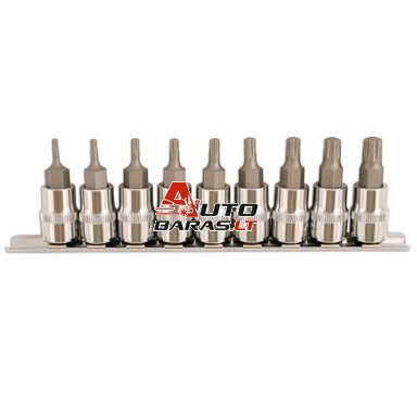 Galvučių su antgaliais rinkinys 3/8' (TORX Plus) 9vnt. Galvučių su antgaliais rinkinys 3/8' (TORX Plus) 9vnt.