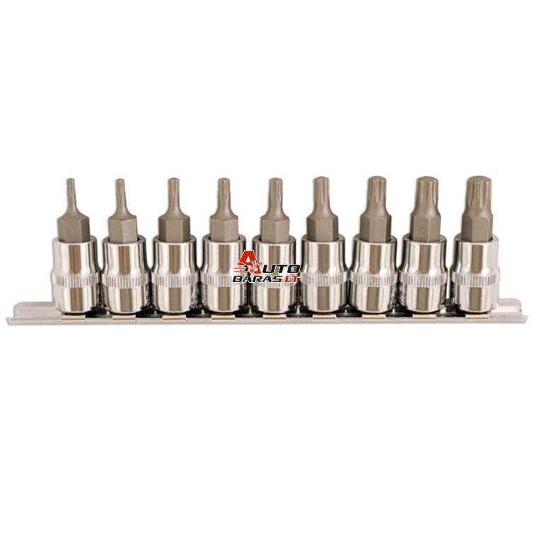 Galvučių su antgaliais rinkinys 3/8' (TORX Plus) 9vnt.