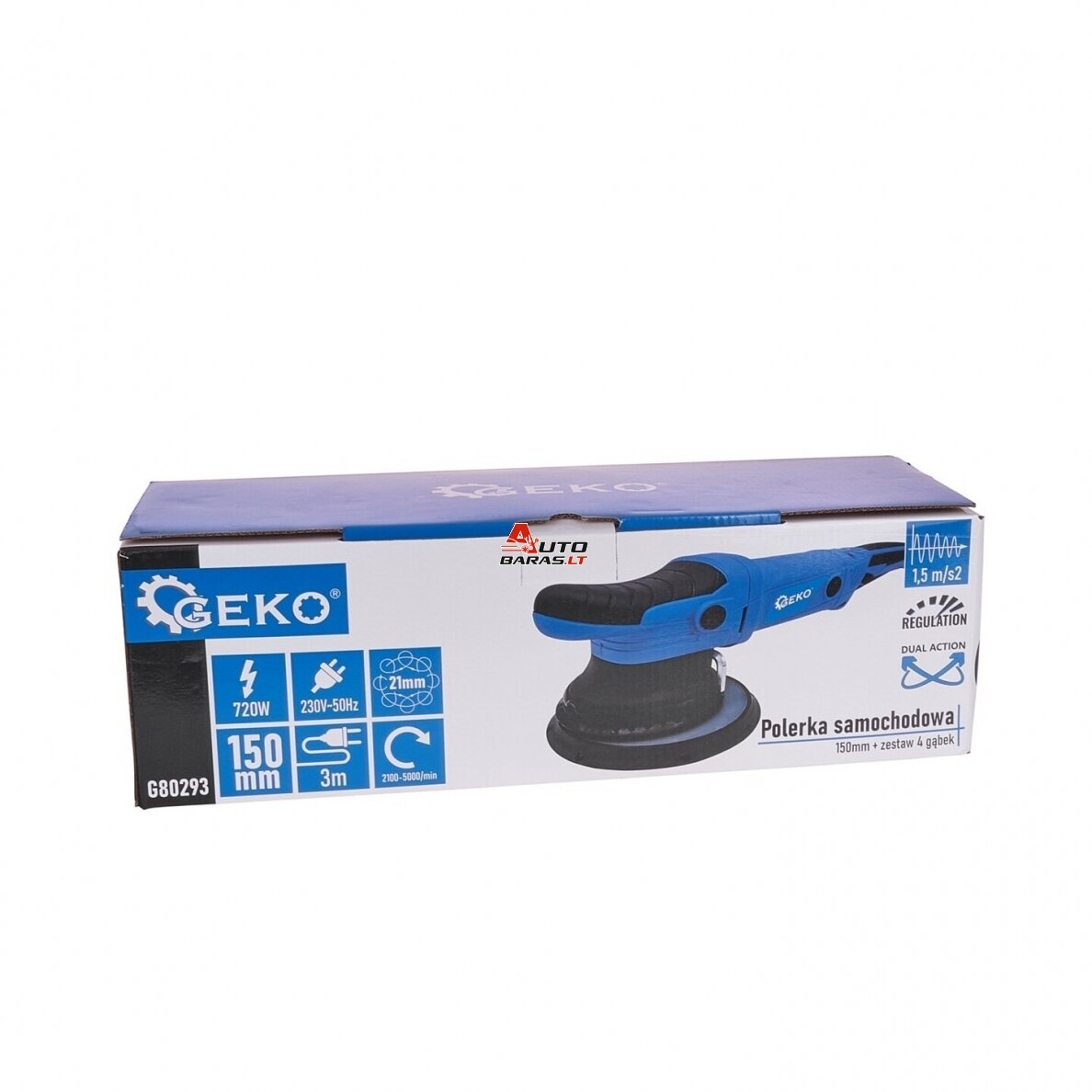 GEKO EKSCENTRINIS POLIRUOKLIS KAMPINIS 150MM 720W + 4 kempinės 14