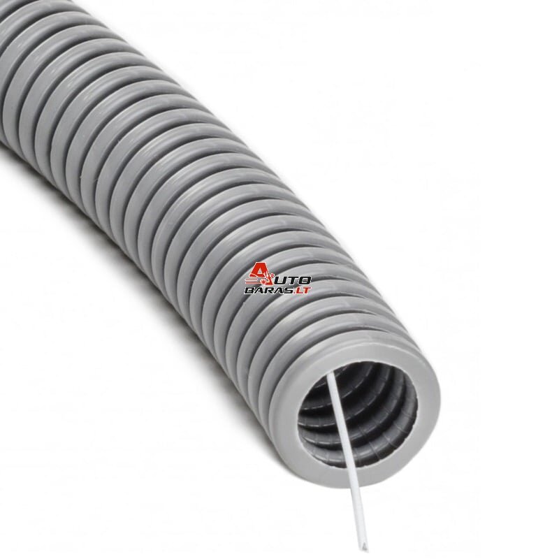 Gofruotas pilkas PVC vamzdis su viela 20mm (50m, 750 N/5 cm)