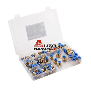 Greito jungimo vožtuvų su sriegiais rinkinys (4 - 16mm)(1/8"+1/4"+1/2") 72vnt. Greito jungimo vožtuvų su sriegiais rinkinys (4 - 16mm)(1/8"+1/4"+1/2") 72vnt.