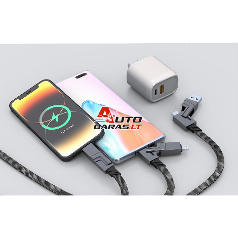 GREITO ĮKROVIMO LAIDAS USB/TYPE-C SU TYPE-C/LIGHTINING 2M 3
