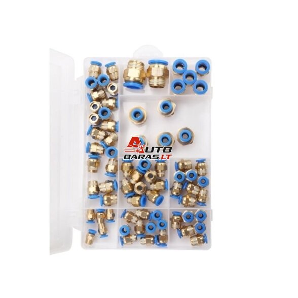 Greito jungimo vožtuvų su sriegiais rinkinys (4 - 16mm)(1/8"+1/4"+1/2") 72vnt. 1