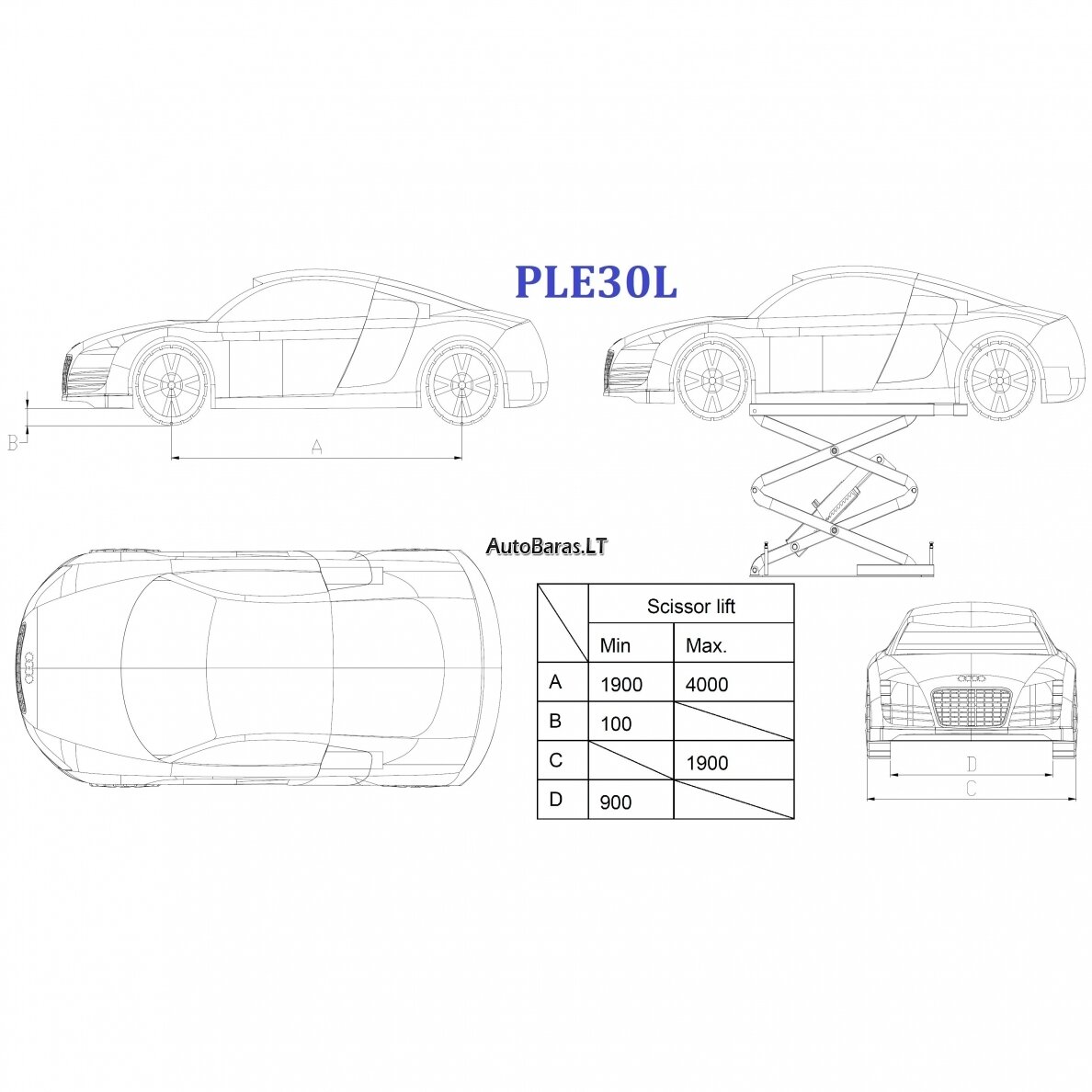 PULI Hidraulinis keltuvas žirklinis 3t 380V 2