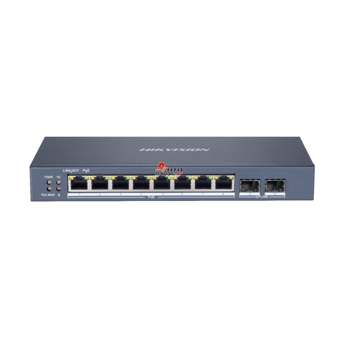 Hikvision 10 prievadų 8 PoE valdomas komutatorius DS-3E1510P-SI-8P2F