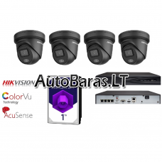 Hikvision ColorVu IP vaizdo kamerų komplektas 4x DS-2CD2347G2-L(U) 1x NVR 1x WD 1TB